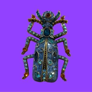 Blue and Gold Beetle Brooch